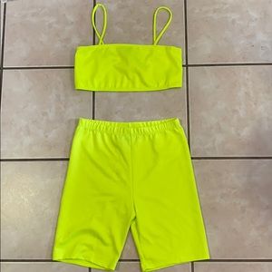 Neon biker shorts & crop top set
